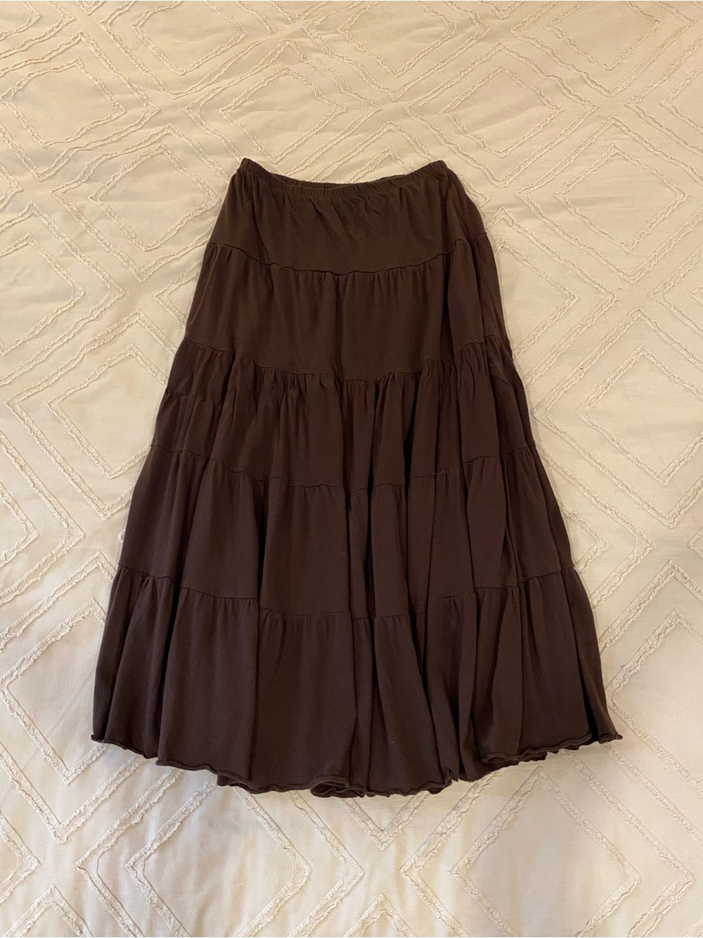 Brown Tiered Maxi Skirt